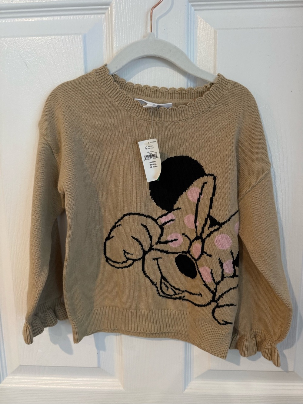 GAP Beige Sweater with Pink & Black Minnie Graphic